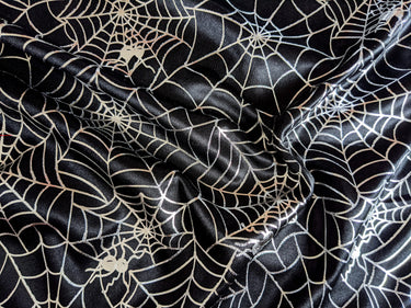 Black And Silver Halloween Spider's Web Foil Fabric, Halloween Fabric, 58 Inches Wide